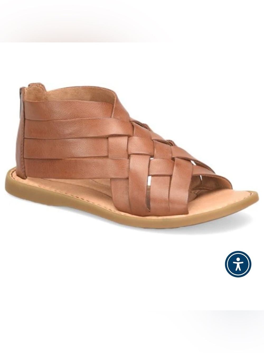 Born Iwa Brown Woven Leather Back Zip Sandals Flats Boho Comfort Women’s US 10